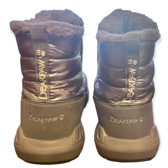 Bear Paw Silver Shiny Puffy Boot Pewter 